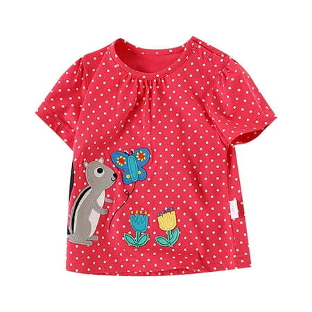 

Icvfdpl Kid s Tops Summer Animal Print Top Crew Neck Short Sleeve Wear Suitable For Going Out For 6 To 24 Months Beach Party Shirts