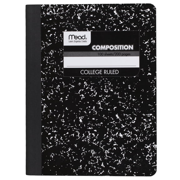 Mead Composition Book College Ruled 100 Sheets 7 12 x 9 34 Black Marble -