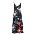thumbnail image 4 of Cmfcve Women’s 4th of July Patriotic Dress Sleeveless V-neck Independence Day Maxi Dresses Flowy Bohemian Vacation Dress, 4 of 5