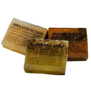 Glycerin Soaps Set (Pack of 3) - Aloe Vera, Himalayan Salt, Rose Soap Combo