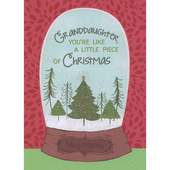 Designer Greetings You're Like a Little Piece of Christmas: Forest in Snowglobe Christmas Card for Teenage : Teen Granddaughter