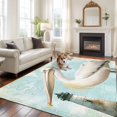 thumbnail image 2 of Vintage Nautical Coastal Area&nbsp;Rug 5x8ft Summer Great White Pelican Bird Ocean Compass Non-Slip&nbsp;Washable Square&nbsp;Rugs Soft Felt Indoor Floor Mat for Bedroom Kitchen Living Room Bathroom, 2 of 9