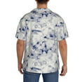 thumbnail image 3 of Balery Indigo Tie Dye Camisa Casual de Manga Corta con Botones para Hombre, Texturizada, Estilo Cubano, para Playa, Verano-XX-Large, 3 of 5