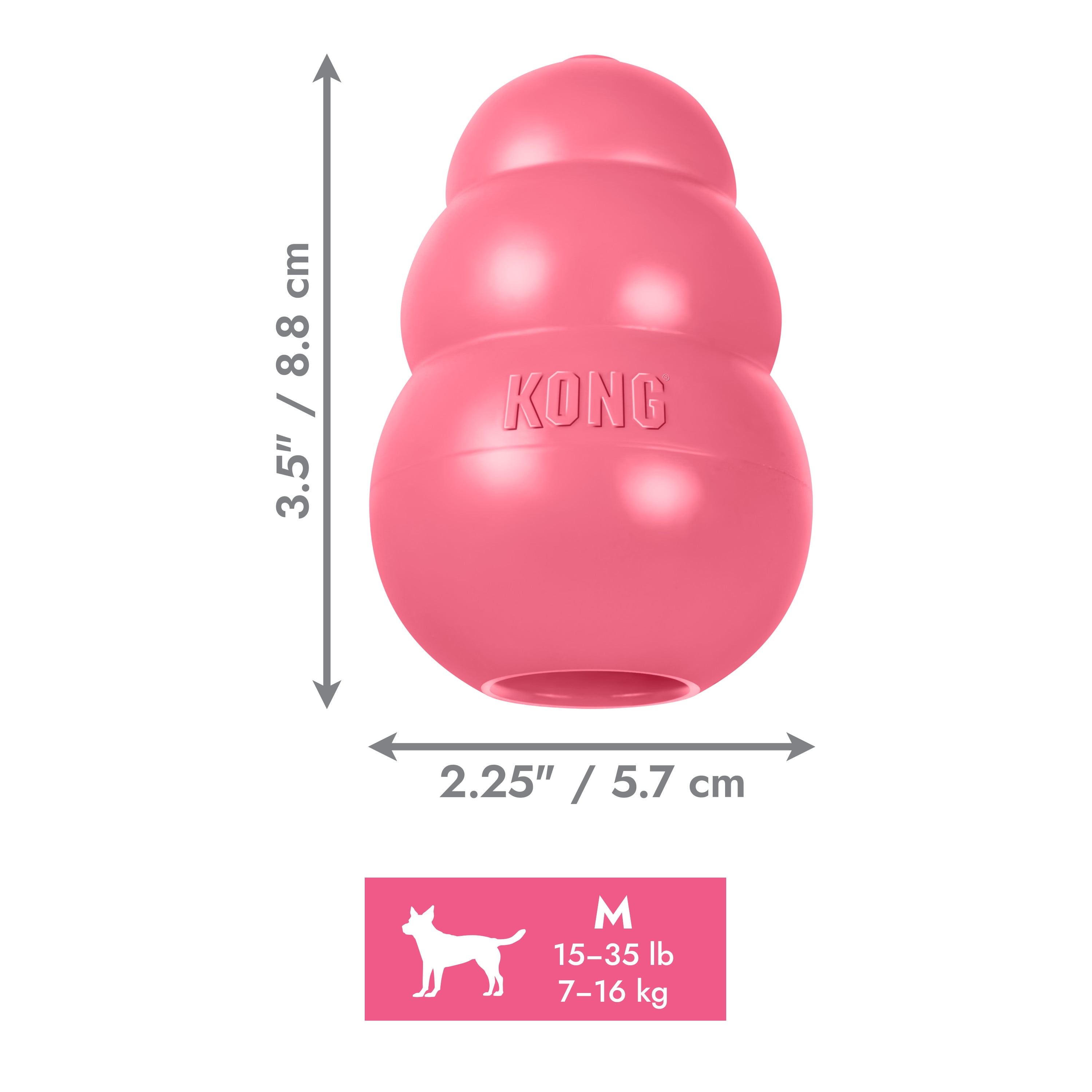 KONG® Classic Rubber Puppy Dog Toy for Beginner Chewers, Pink, Medium for Dogs Between 15-35 lbs