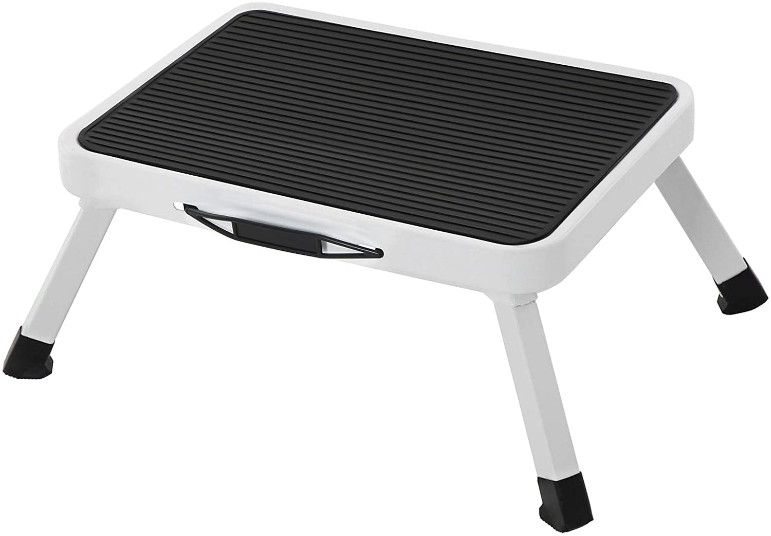 SONGMICS Step stool, Step ladder, Ladder, Stool, Steel, Antislip, Foldable, with Handle, Load