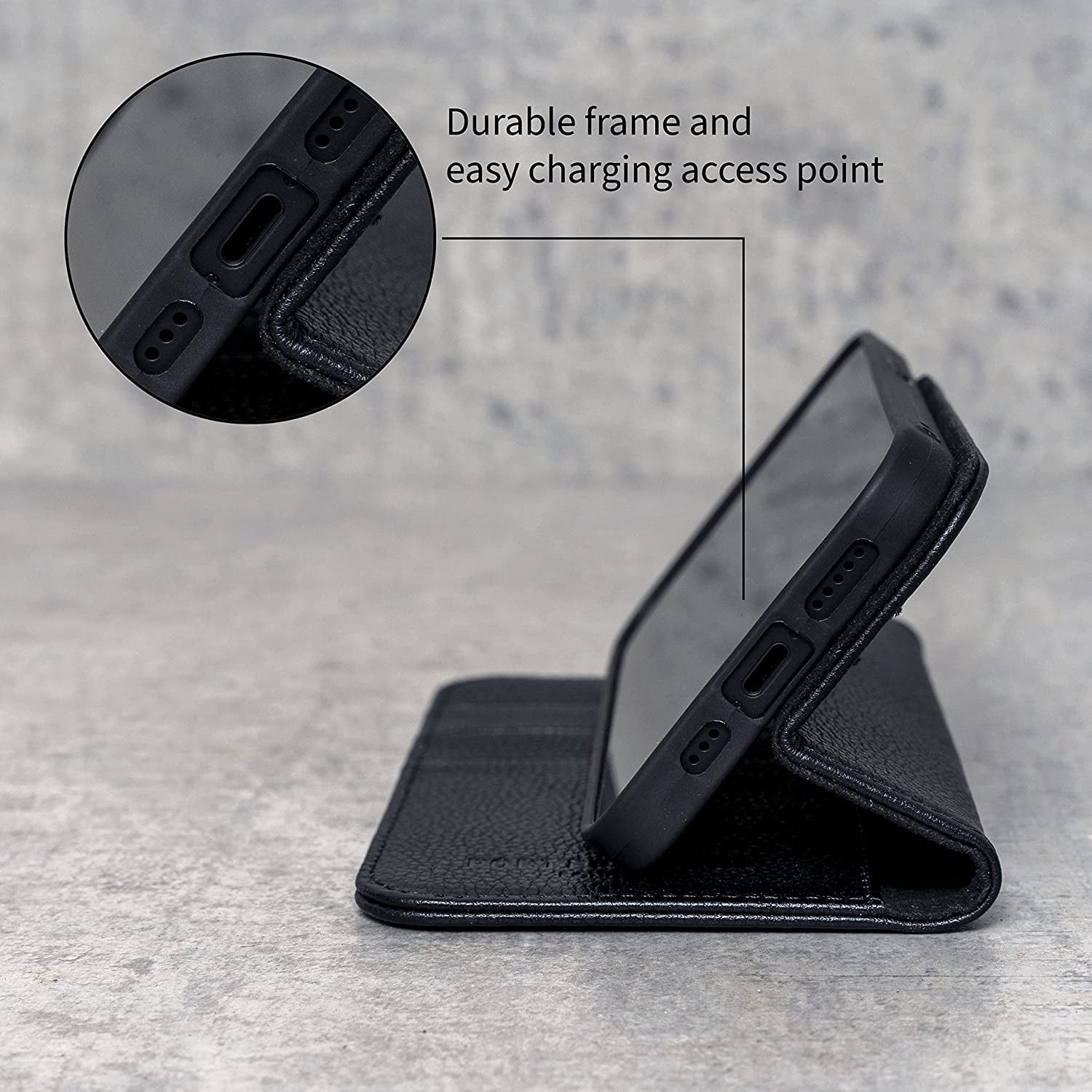 PORTER RILEY - Leather Case for iPhone 11 (6.1"). Premium Genuine Leather Stand/Cover/Wallet/Flip Case