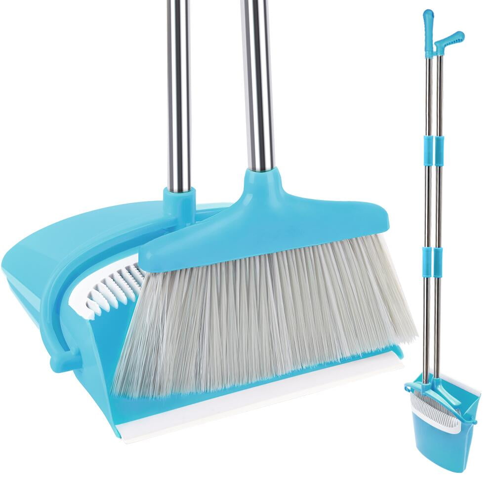 FGY Broom and Dustpan Set with Extended Handle for Indoor and Pet