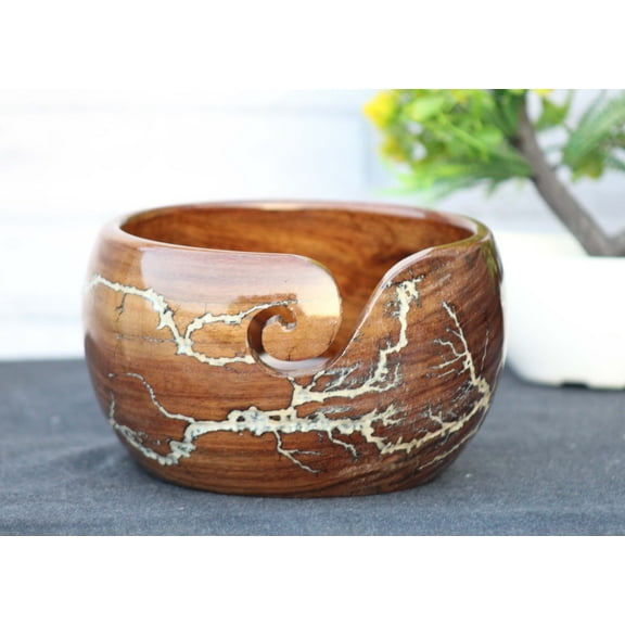 ROSEWOOD Yarn Bowl - Handcrafted Wooden Yarn Bowl - Large Yarn Bowl for Knitting and Crocheting | Mother's Day Gift