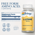 thumbnail image 2 of SOLARAY L Lysine 500 mg Capsules - Free-Form Essential Amino Acids Supplement - Powerful Wellness Support with L-Lysine Amino Acid - Lab Verified, 60-Day Guarantee, 60 Servings, 60 VegCaps, 2 of 6