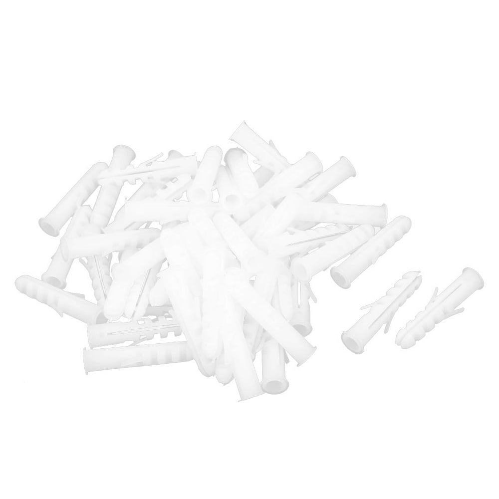M8x40mm Plastic Anchor Expansion Nail Plug Wall Screw White 50pcs