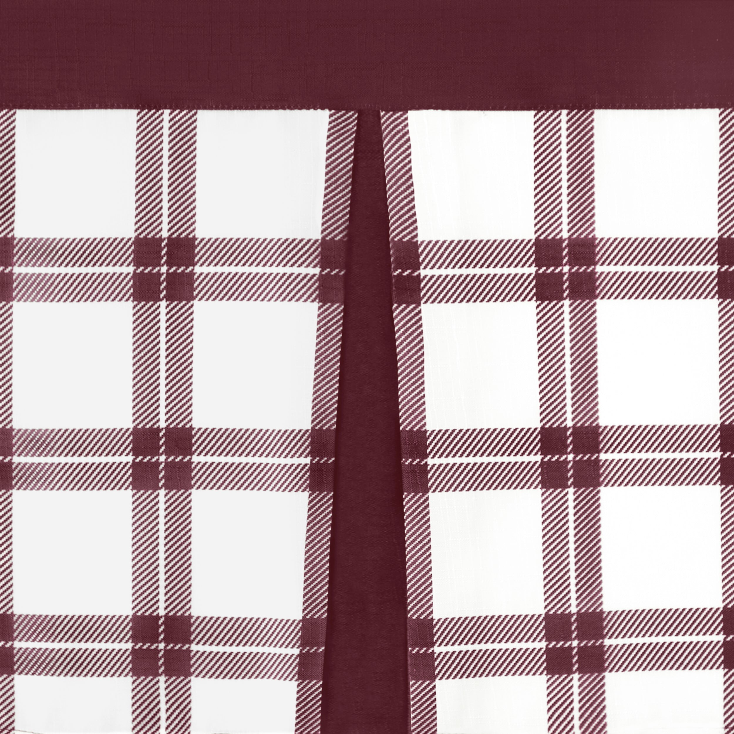 Achim Tate Plaid Light Filtering Tier and Valance Curtain Set, Burgundy, 58" x 24"