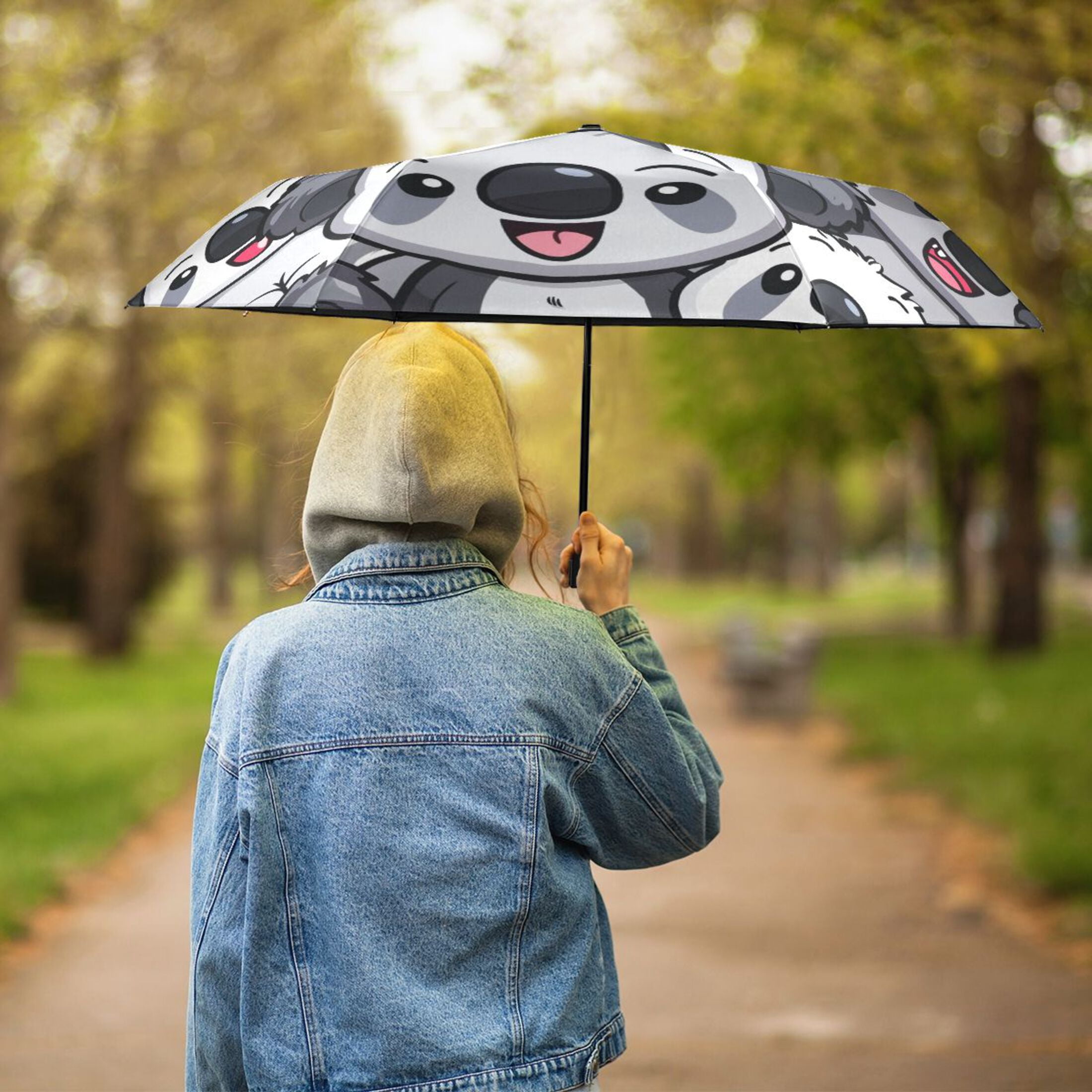 Cute Koalas Compact Sun Umbrella Windproof Travel Umbrellas for Rain Strong Portable UV Protection