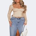 thumbnail image 3 of Solid Slit Crop Top Streetwear for Women, 3 of 7