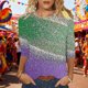 thumbnail image 1 of Xuyuer 2025 Womens 3/4 Sleeve Tops Mardi Gras and Christmas Costumes Fashion Round Neck Blouse, 1 of 6