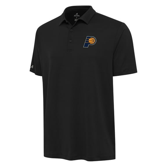 Men's Antigua Black Indiana Pacers Reprocess Polo