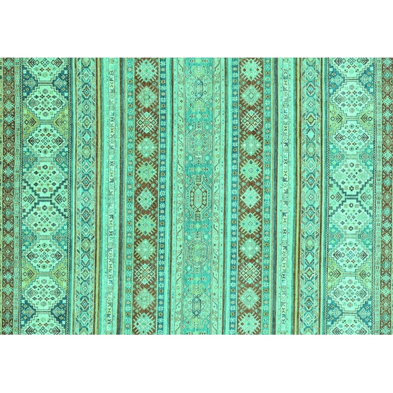 Ahgly Company Indoor Rectangle Abstract Turquoise Blue Modern Area Rugs, 8' x 10'