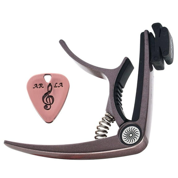 Guitar Capo Con Soporte De Selección Incorporado Y Práctico De Púas Para Partes De Guitarra Eléctrica Acústica Púrpura Hugo Juego de púas y cejilla de guitarra