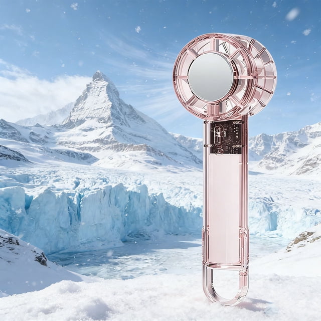 Ventilador portátil recargable por USB con clip para exteriores, función de compresión de hielo, viento de alta velocidad, diseño compacto de mano