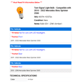 thumbnail image 2 of Turn Signal Light Bulb - Compatible with 2010 - 2022 Mercedes-Benz Sprinter 2500 2011 2012 2013 2014 2015 2016 2017 2018 2019 2020 2021, 2 of 2