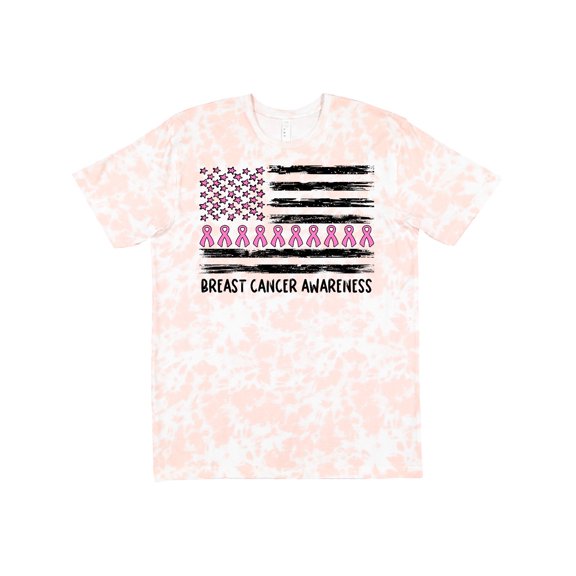Inktastic Breast Cancer Awareness Pink Ribbons and Flag T-Shirt