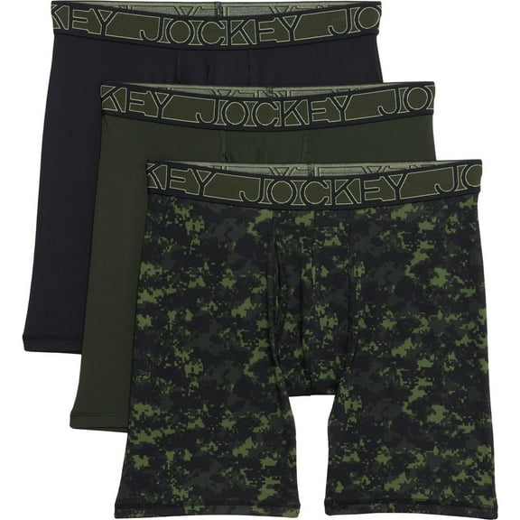 Jockey Signature Microfiber Boxer Briefs - 3-Pack Camo, Moss Green, Black Large