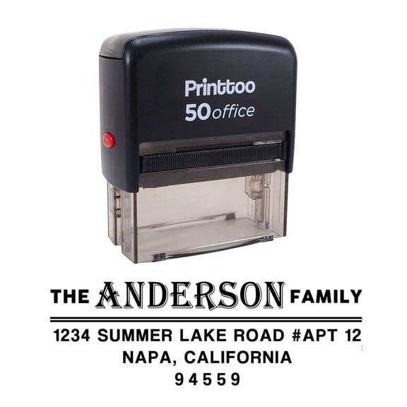 Printtoo Personalized Black Self Inking Housewarming Stamp Custom Address Rubber Stamper -68 x 30 mm