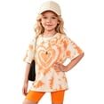 thumbnail image 5 of SGMVNU Girls Summer 2 Piece Outfits Fashion Short Sleeve Loose T-Shirts and Elastic Waist Biker Shorts Kids Clothing Sets, Size 1-2 Years, qp1-Orange, 5 of 5