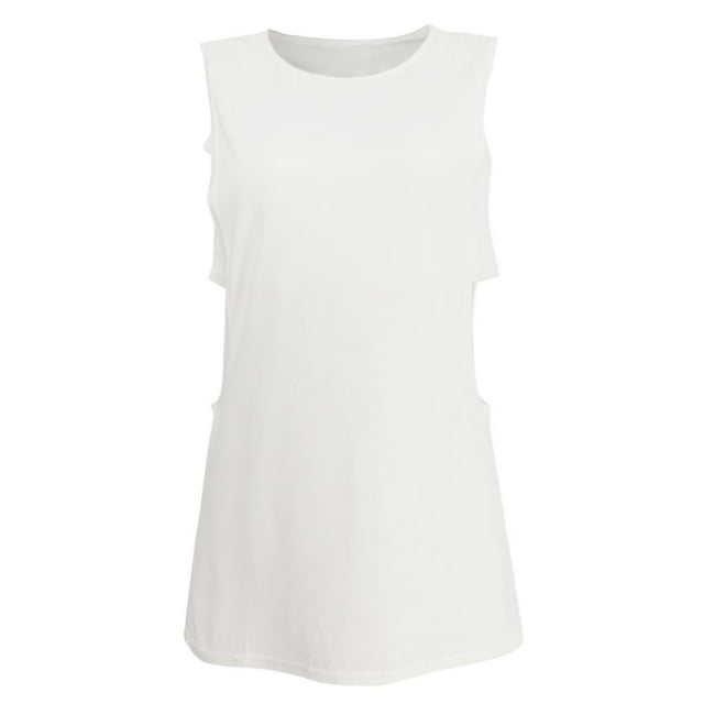 Fahion cuello redondo sin mangas ahueca hacia fuera la camiseta sin mangas de corte para mujer Baoblaze Blusa para mujer