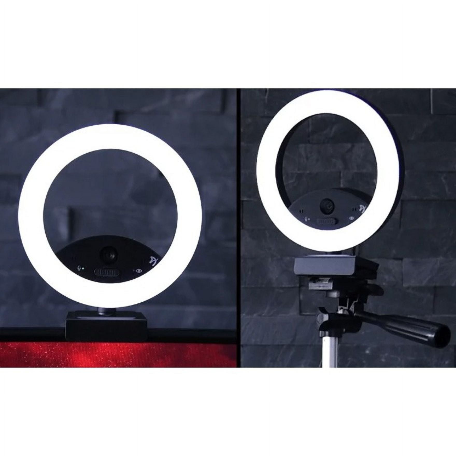 Arozzi - Occhio True Privacy Webcam with Adjustable LED Ringlight - Magnetic Privacy Cover, Dual Omni-Directional Noise Cancelling Microphones with Manual Circuit Breaker, and Full HD