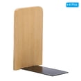 thumbnail image 3 of Uxcell Wood Bookend with Metal Base, 4 Pcs Non-skid Square Head Book Ends for Shelves, Beech Wood, 3 of 6