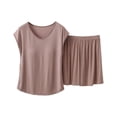 thumbnail image 2 of RKSTN Pyjama en Coton pour Femmes Ensemble Grande Taille Col en V Sans Manches Débardeur de Pyjama avec Shorts Tenue d'Intérieur Ensembles de Pyjama pour Femmes 2 Pcs, 2 of 5