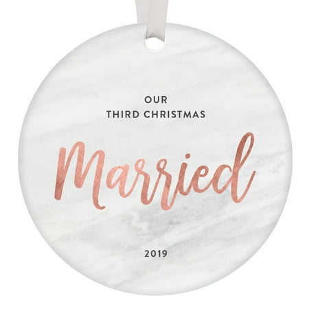 Third Anniversary Gift Ideas Our Third Christmas Married 2019 Ornament 3rd Holiday Husband Wife Happy Anniversary Party Gift Idea 3 Years Marriage Pretty Modern Rose Gold Marble Keepsake Present 3