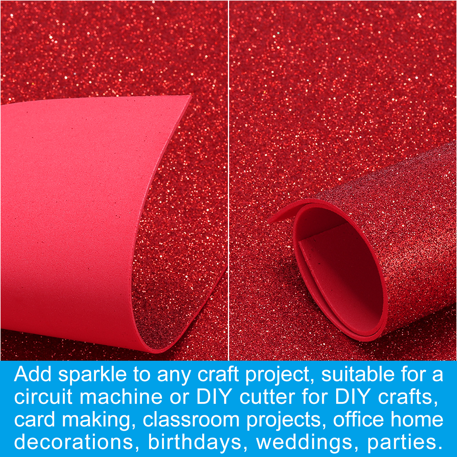 Uxcell 20 Sheets 2mm Glitter Foam Sheet, 16" x 12" Pink Sparkle EVA Paper