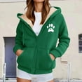 thumbnail image 2 of ZHOUCHANKIDS Hoodies for Women Winter Fleece Sweatshirt - Full Zip Up Thick Sherpa Lined Hooded Jacket Dark Green XXXXL, 2 of 5