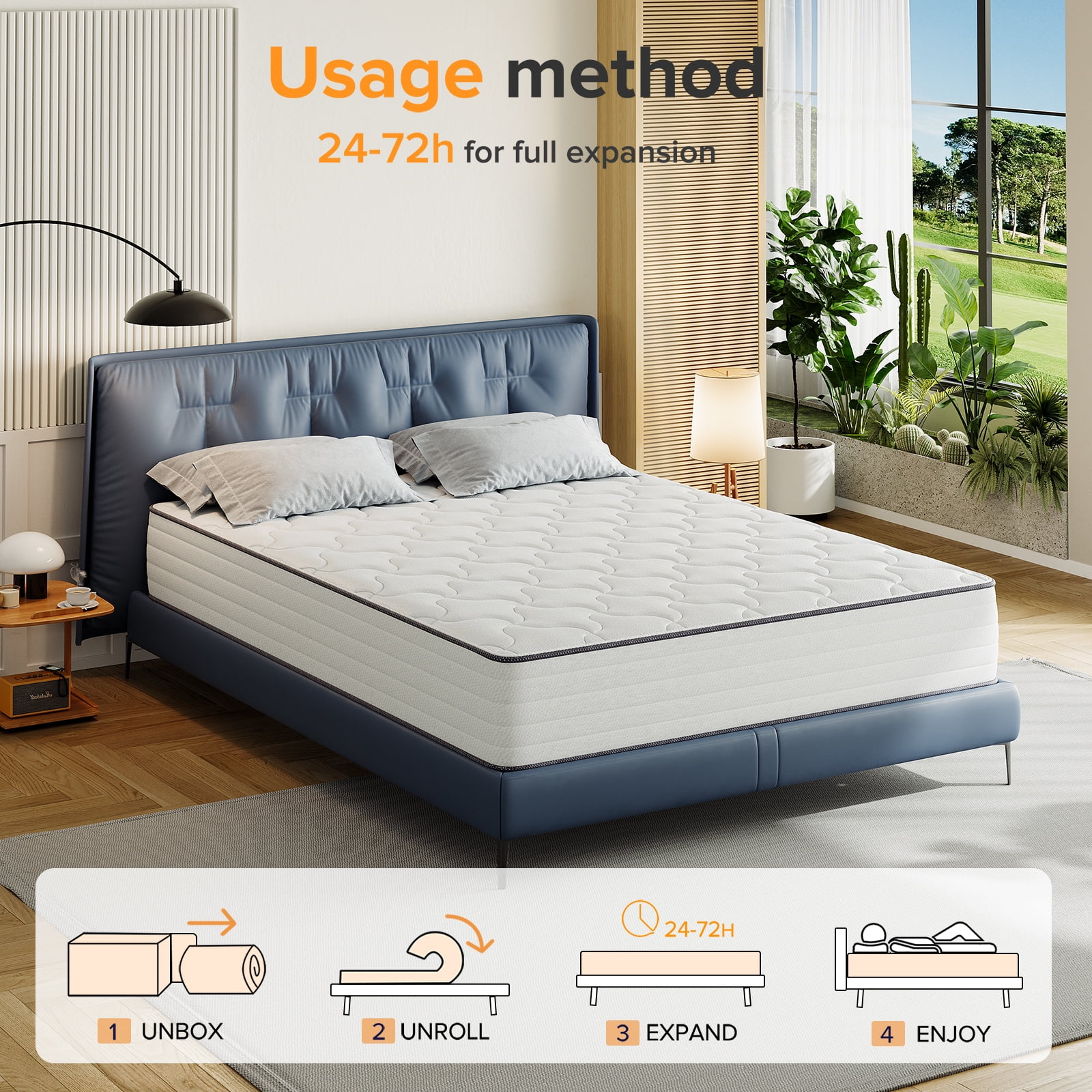 Babo Care Full Size,10" Hybrid Memory Foam Mattress Spring Mattress In a Box,Medium