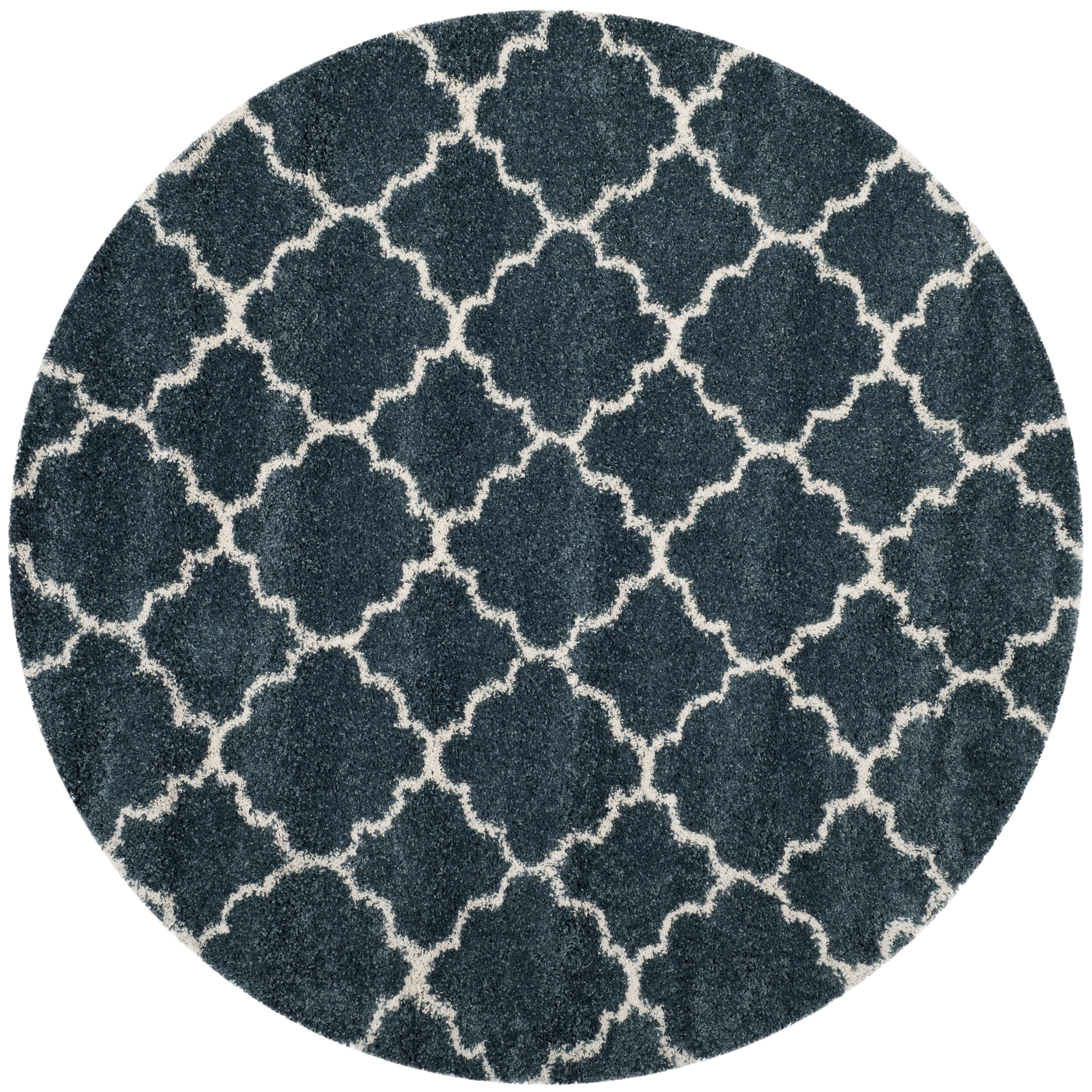 Safavieh Hudson Jaye Geometric Shag Area Rug, Slate Blue/Ivory, 4' x 4' Round