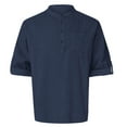 thumbnail image 4 of Blusa y camisa de manga larga con cuello alto para hombre, moda masculina, color liso, cuello vuelto, medio cárdigan, camisa informal con botones, blusa de algodón y poliéster para hombre, 4 of 4