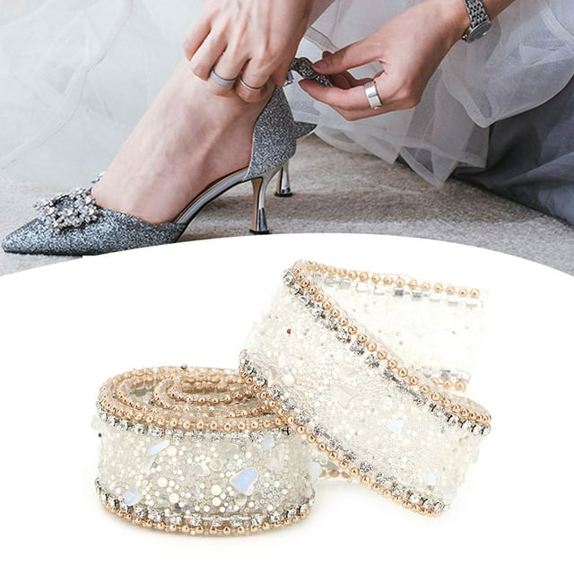 Sonew Rhinestones Ribbon, Crystal Chain Trim,2.5cm DIY Diamond Mesh Wrap Roll Crystal Rhinestones Chain Trim Ribbon Decoration