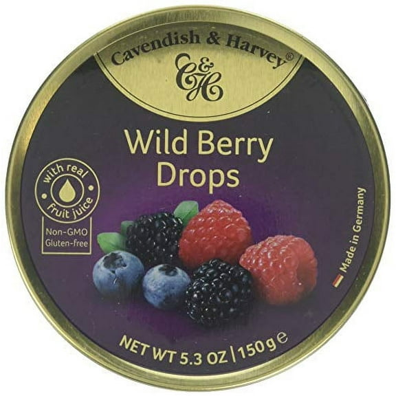Cavendish And Harvey Candy (3 Pack) Fruit Hard Candy Tin 5.3 Ounces Imported German Candy (Wild Berry Drops)