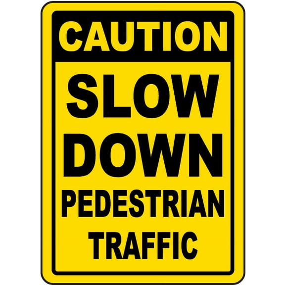 Vinyl Stickers - Caution Pedestrian Traffic Sign - Safety and Warning Warehouse Signs Stickers - 3.5" x 5" - 3 Pack