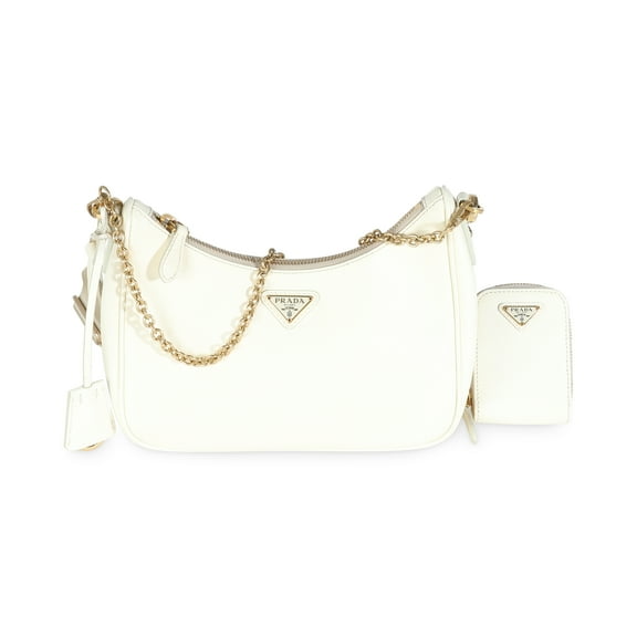 Pre-Owned Prada White Saffiano Re-Edition 2005 Bag