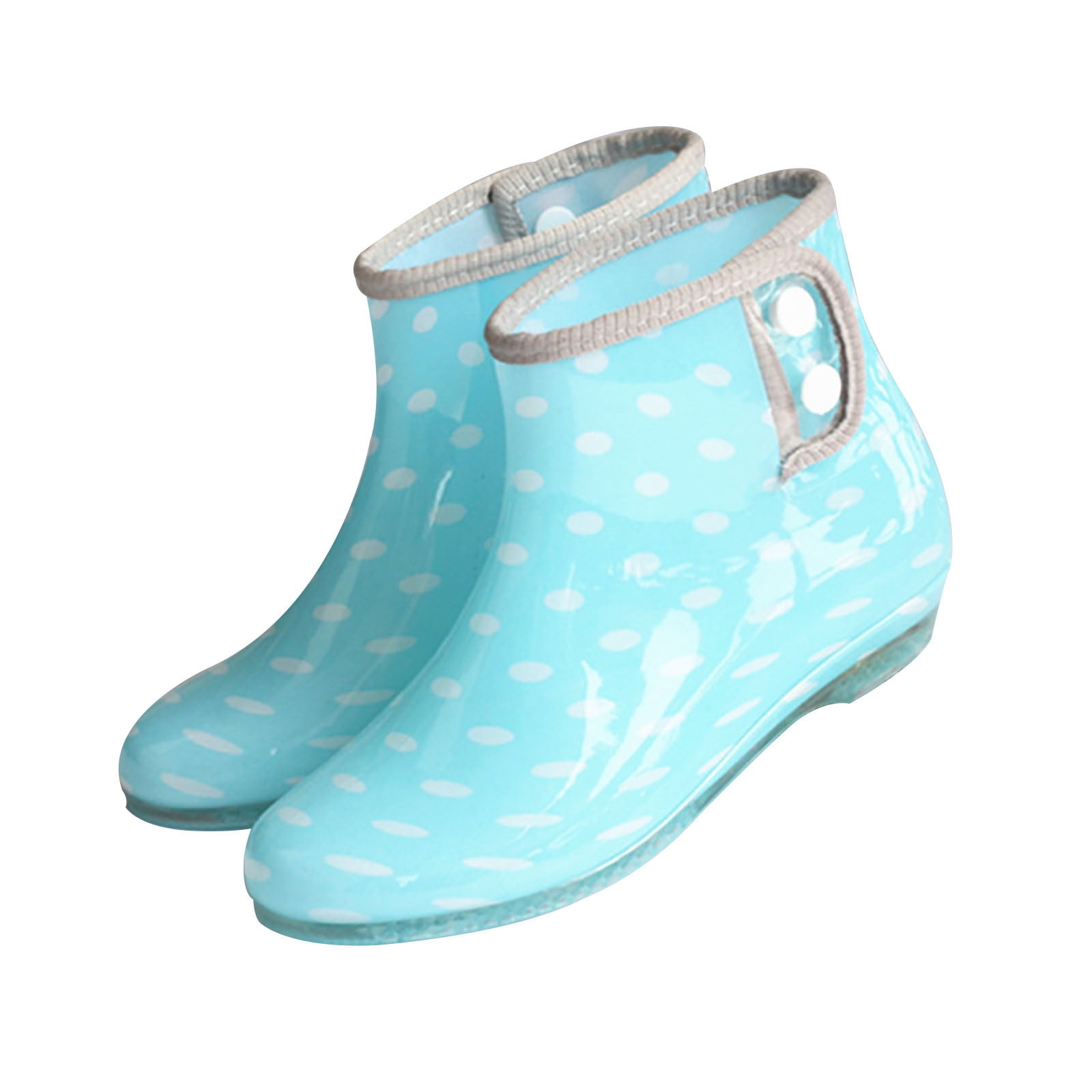 Hoshose Women's Mid Calf Rain Boots Waterproof Bow Flower Anti-Slipping Galoshes Fashion Wear-resistant Transparent Water Shoes