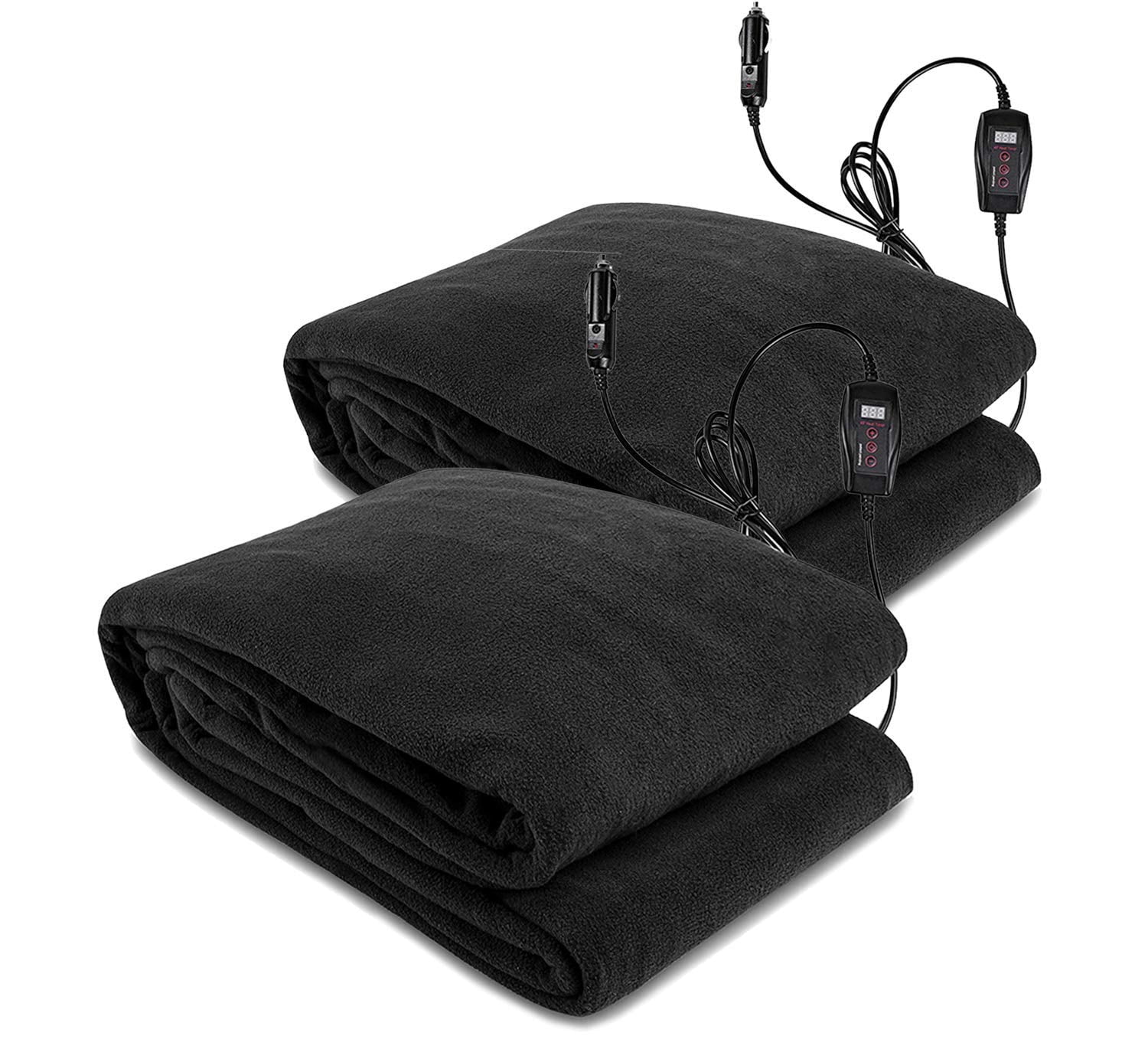 Zento Deals Electric Heated Car 12V Blanket 2 Pack Polar Fleece