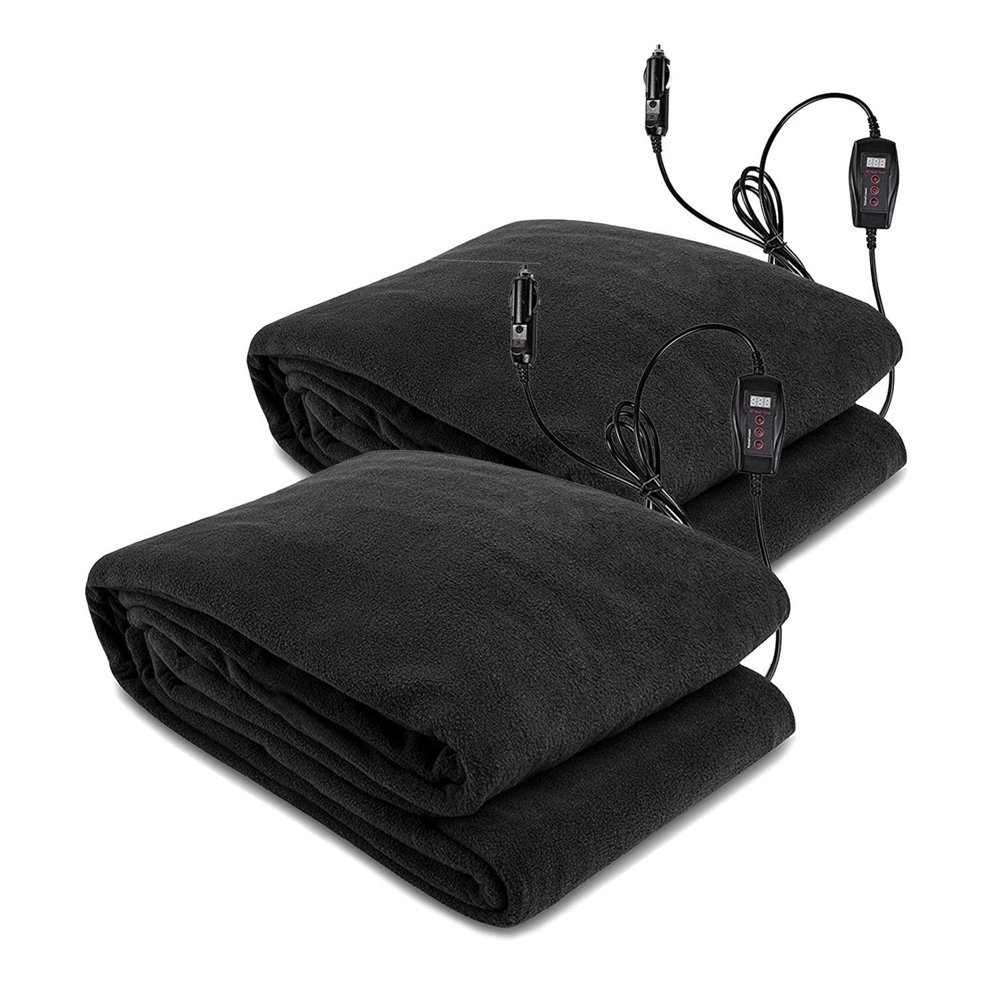 Zento Deals Electric Heated Car 12V Blanket 2 Pack Polar Fleece