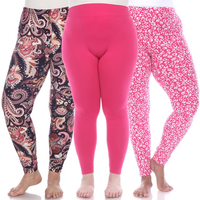 White Mark Women's 3-Pack Soft Stretchable Printed Leggings