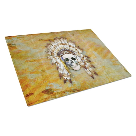 Caroline's Treasures Day of the Dead Indian Skull Glass Cutting Board Large