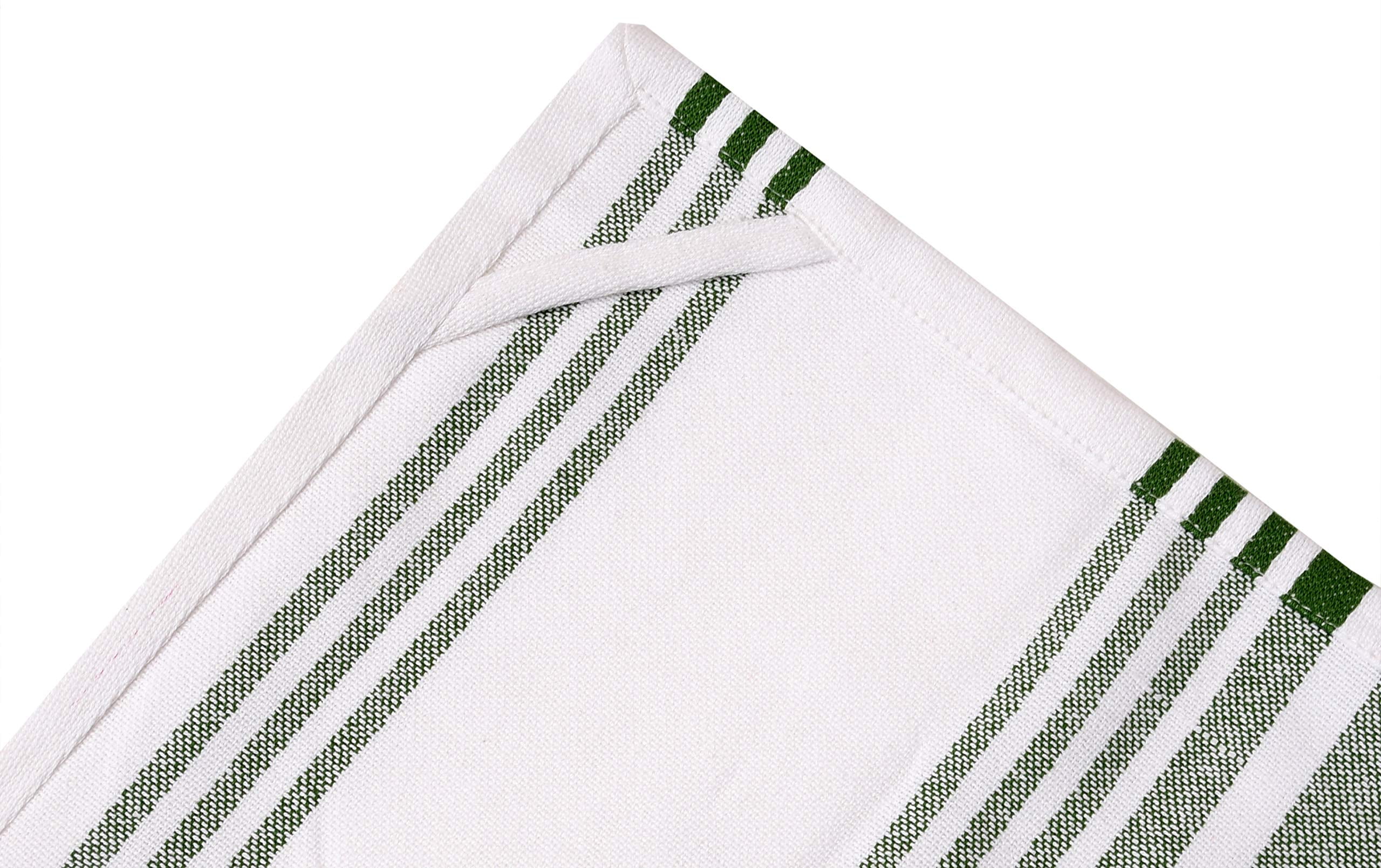 Urban Villa Kitchen Towels (20x30 Inches 6 Pack) Extra Large Premium Dish Towels for Kitchen Green & White Dish Cloths Highly Absorbent 100% Cotton Kitchen Hand Towels with Hanging Loop Tea Towels