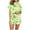 Green, variant on Jamicy Super Soft Pajamas for Women Fashion Casual Printed Short Sleeve Lapel Top with Shorts Loose Comfortable Home Pajama Set