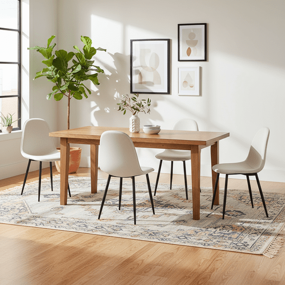 Homy Casa Set of 4 Vintage Dining Chairs Retro Upholstered Side Chairs with Ergonomic Curved Back and Sturdy Metal Legs for Kitchen Dining Room and Living Room