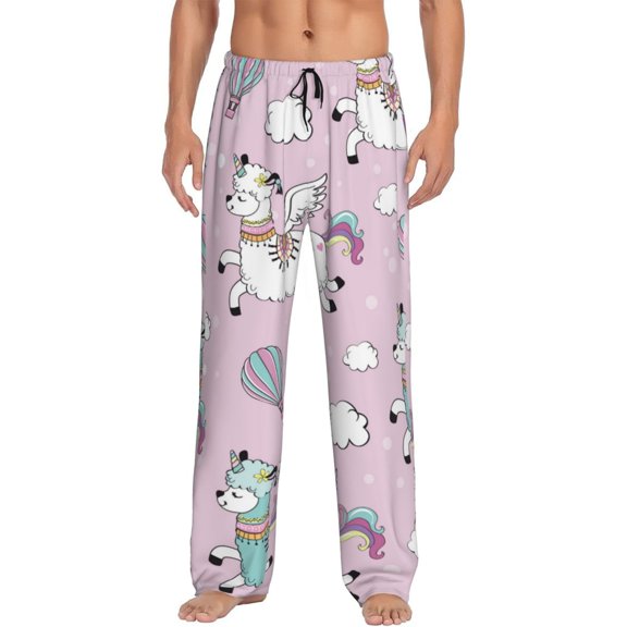 Vsdgher Llama Unicorn and Rainbow Print Mens Pajama Pants Sleep & Lounge Pants, PJ Bottoms With elastic waistb and Pockets